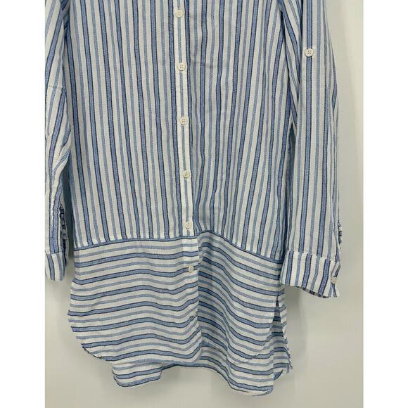 Tommy Bahama Striped Button Up Tunic Shirt Size S Blue White Cotton Blend - Picture 3 of 7